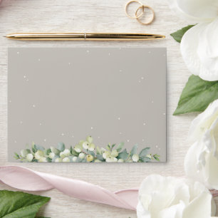 Greige/Cream Inner Snowberry+Eucalyptus Wedding A7 Envelope