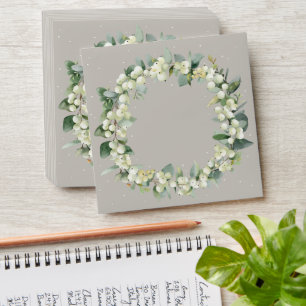 Greige/Cream Inner Snowberry+Eucalyptus Wreath Envelope