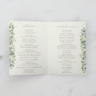 Greige/Cream Snowberry+Eucalyptus Winter Wedding Program