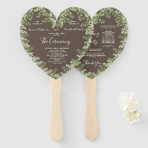 Greige Eucalyptus  Fall Autumn heart Shaped Hand Fan
