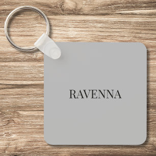 Greige Luxury Personalized Serif Name Gift For Her Keychain