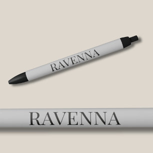 Greige Luxury Serif Personalized Custom Name Black Ink Pen