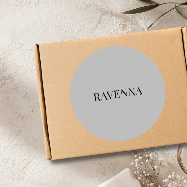 Greige Luxury Serif Personalized Custom Name Classic Round Sticker (Creator Uploaded)