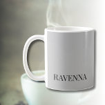 Greige Luxury Serif Personalized Custom Name Coffee Mug<br><div class="desc">This greige personalized product features a refined black name written in a classic serif font, making it a timeless luxury custom gift for her. The soft greige background paired with the elegant typography creates a clean and sophisticated design that feels modern yet understated. Personalize it with any name to create...</div>