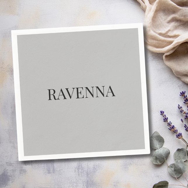 Greige Luxury Serif Personalized Custom Name Napkin (Creator Uploaded)