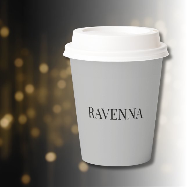 Greige Luxury Serif Personalized Custom Name Paper Cups (Creator Uploaded)