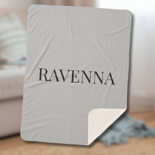 Greige Luxury Serif Personalized Custom Name Sherpa Blanket