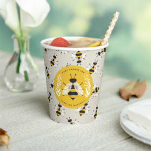 Greige Mama and Baby to Bee Patterned Paper Cups