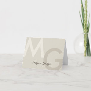 Greige Minimal Clean Modern Large Monogram Note Note Card