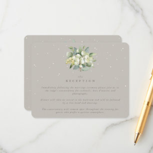 Greige Snowberry+Eucalyptus Bouquet Reception Enclosure Card