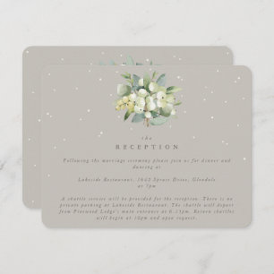 Greige Snowberry+Eucalyptus Bouquet Reception Enclosure Card