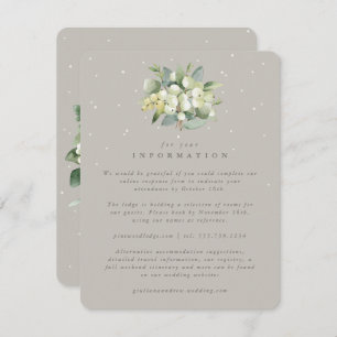 Greige Snowberry+Eucalyptus Bouquet Wedding Info Enclosure Card