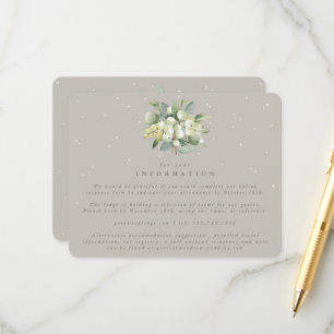 Greige Snowberry+Eucalyptus Bouquet Wedding Info Enclosure Card