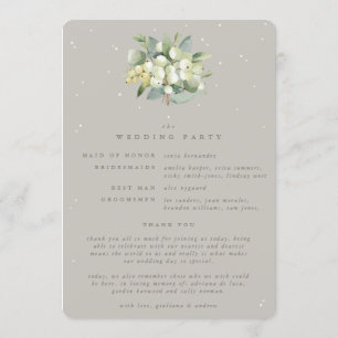 Greige Snowberry+Eucalyptus Bouquet Winter Wedding Program
