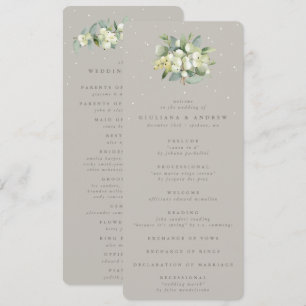 Greige Snowberry+Eucalyptus Bouquet Winter Wedding Program