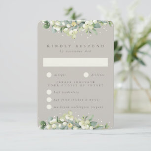 Greige Snowberry+Eucalyptus Edged Wedding RSVP