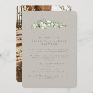 Greige Snowberry+Eucalyptus Reception Photo Invitation