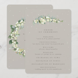 Greige Snowberry+Eucalyptus Stem Winter Wedding Program