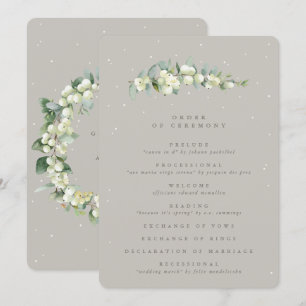 Greige Snowberry+Eucalyptus Stem Winter Wedding Program
