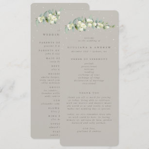 Greige Snowberry+Eucalyptus Stem Winter Wedding Program