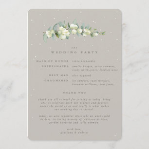 Greige Snowberry+Eucalyptus Stem Winter Wedding Program