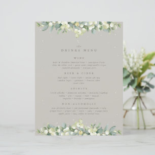 Greige Snowberry+Eucalyptus Wedding Drinks Menu
