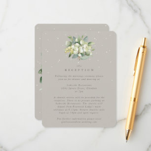 Greige Snowberry+Eucalyptus Wedding Reception Enclosure Card