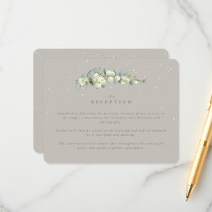 Greige Snowberry+Eucalyptus Wedding Reception Enclosure Card