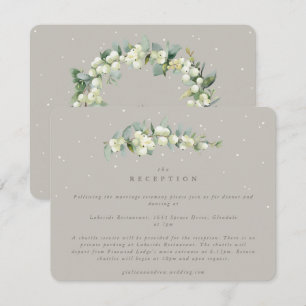 Greige Snowberry+Eucalyptus Wedding Reception Enclosure Card