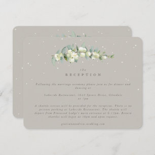 Greige Snowberry+Eucalyptus Wedding Reception Enclosure Card