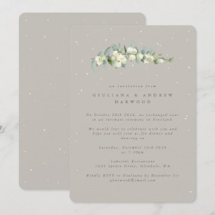 Greige Snowberry+Eucalyptus Wedding Reception Invitation