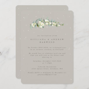 Greige Snowberry+Eucalyptus Wedding Reception Invitation