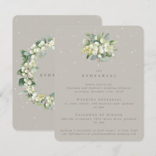 Greige Snowberry+Eucalyptus Wedding Rehearsal Enclosure Card