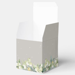 Greige Snowberry+Eucalyptus Winter Wedding Favor Box