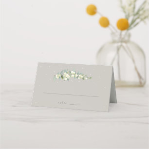 Greige Snowberry+Eucalyptus Winter Wedding Place Card