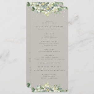 Greige Snowberry+Eucalyptus Winter Wedding Program