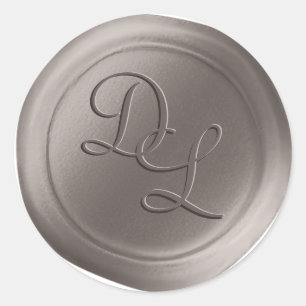 Greige Taupe 2 Letter Monogram Wax Seal Stickers