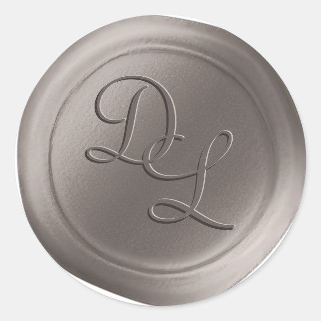 Greige Taupe 2 Letter Monogram Wax Seal Stickers (Front)