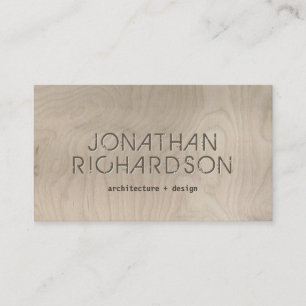 GREIGE WOODGRAIN with CARVED ARCHITECTURAL TYPE Business Card