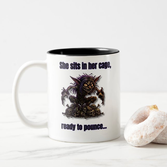 Gremlin Ready to Pounce Two-Tone Coffee Mug (With Donut)