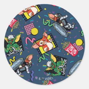 Gremlins™ 80's Retrowave Pattern Classic Round Sticker