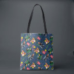 Gremlins™ 80's Retrowave Pattern Tote Bag<br><div class="desc">Bring the party (and the chaos) with this vibrant Gremlins™ all-over pattern design! Featuring fan-favorite characters Gizmo and Stripe in playful poses alongside retro TV screens, popcorn, soda cups, planes, and colorful confetti accents, this artwork captures the mischievous, movie-night energy fans adore. Set against a bold blue background with bright...</div>