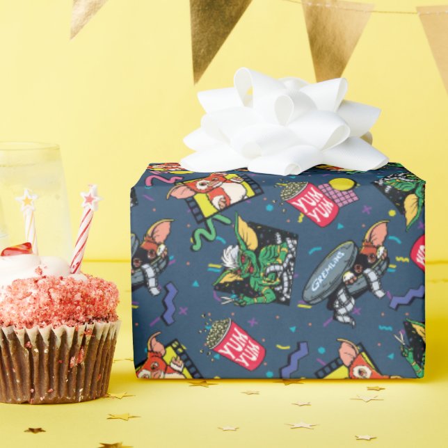 Gremlins™ 80's Retrowave Pattern Wrapping Paper (Birthday Party)