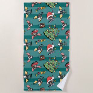 Gremlins   Cute Comic Christmas Pattern Beach Towel