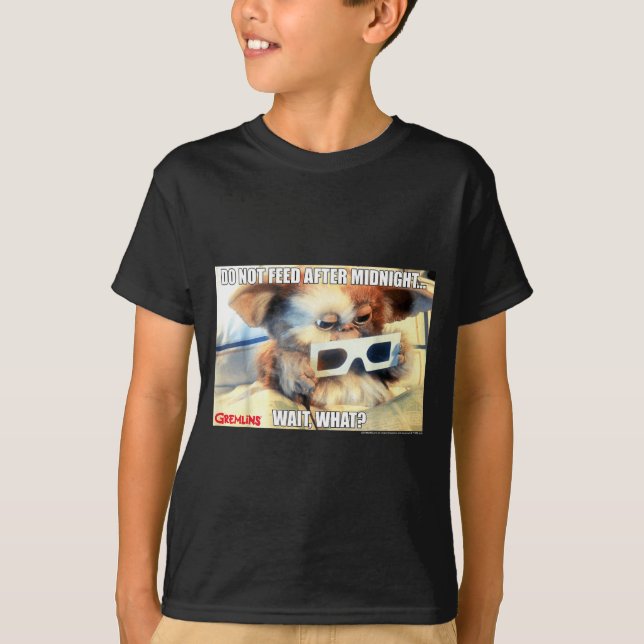 Gremlins Do Not Feed After Midnight Wait What Meme T-Shirt (Front)