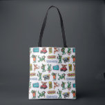 Gremlins™ Sticker Fun Pattern Tote Bag<br><div class="desc">Celebrate classic creature-feature fun with this vibrant Gremlins™ sticker-style pattern! Packed with fan-favorite characters like Gizmo and Stripe, retro logos, popcorn moments, movie tickets, and playful props, this design captures all the mischievous energy and nostalgic charm of the iconic film. The collage-style layout creates a bold “sticker bomb” effect, with...</div>