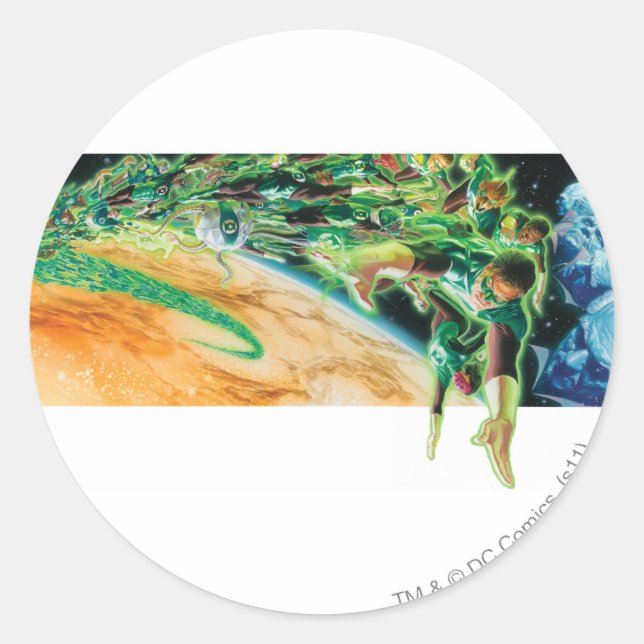 Gren Lanterns Flying in Space Classic Round Sticker (Front)
