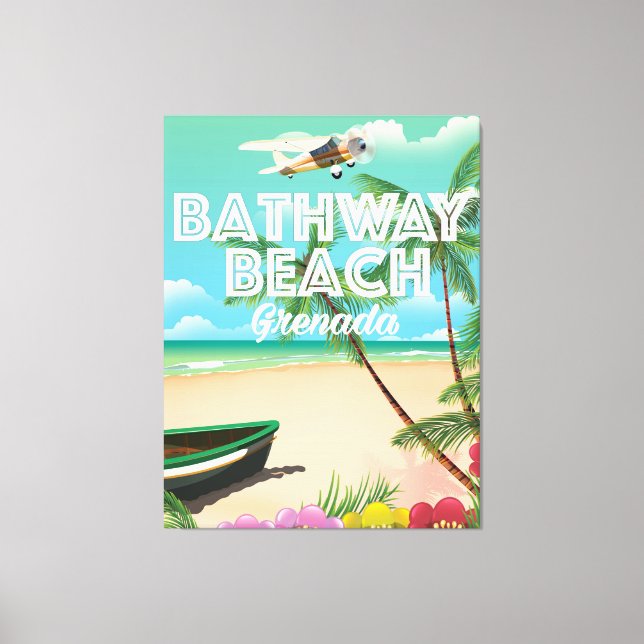 Grenada Bathway beach Travel Poster Canvas Print (Front)