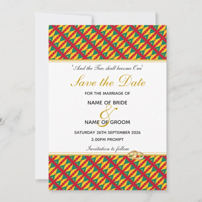 GRENADA CARRIACOU Christian Wedding Celebration Save The Date (Front)