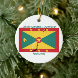GRENADA & CARRIACOU FLAG MAP Customizable Ceramic Ornament